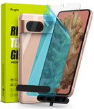 Google Pixel 8 Screen Protector | Glass - Tempered glass screen protector with installation tool and packaging.