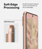 Google Pixel 8 Screen Protector | Glass - Close-up of a phone screen protector showing 2.5D curved edges for a smooth fit.