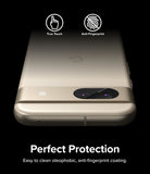Google Pixel 8a Camera Lens Protector | Glass (3 Pack) - Google Pixel 8a Camera Lens Protector - Phone back with lens glass cover, True Touch and Anti-Fingerprint icons.