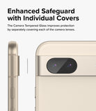 Google Pixel 8a Camera Lens Protector | Glass (3 Pack) - Google Pixel 8a Camera Lens Protector - Close-up of individual tempered glass covers applied to phone camera lenses.