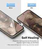 Google Pixel 8a Screen Protector | Dual Easy Film - Comparison showing a scratched screen healing into a smooth surface.