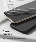 Google Pixel 8a Screen Protector | Dual Easy Film - A clear phone case resting on a smartphone with a screen protector.