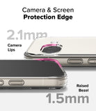 Google Pixel 9a Case | Fusion - Clear phone case highlighting 2.1mm camera lips and 1.5mm raised screen bezels for protection.