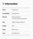 Google Pixel 9a Case | Fusion Matte - Information table listing product specs for the Ringke Fusion case.
