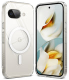Google Pixel 9a Case | Fusion Magnetic - Clear magnetic phone case shown from back and front views on a smartphone.