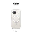 Google Pixel 9a Case | Fusion Magnetic - Clear protective phone case with a white magnetic ring on the back.