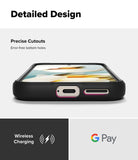 Google Pixel 9a Case | Onyx - Bottom view of a black phone case showing precise cutouts for the charging port and speaker.