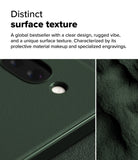 Google Pixel 9a Case | Onyx - Close-up of a dark green phone case with a textured, rugged surface and camera cutouts.