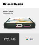 Google Pixel 9a Case | Onyx - Close-up of the phone case bottom showing precise cutouts for the charging port and speaker.