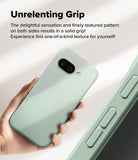Google Pixel 9a Case | Onyx - Hand holding a light green phone case with a textured side grip and camera cutout.