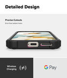 Google Pixel 9a Case | Rugged Gear - Google Pixel 9a Case - Rugged black phone case showing precise bottom cutouts for charging and speakers with wireless charging.