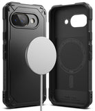Google Pixel 9a Case | Rugged Gear Magnetic - Black rugged phone case showing exterior and interior with magnetic ring.