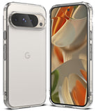 Google Pixel 9 Pro XL Case | Fusion Matte - Front and back views of a clear, matte phone case on a Pixel 9 Pro XL.