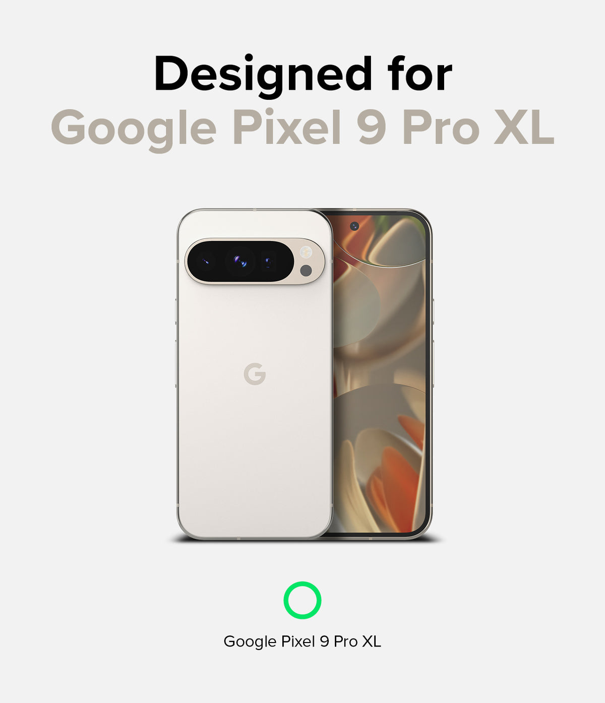 Google Pixel 9 Pro XL Case | Fusion - A white Google Pixel 9 Pro XL phone shown from front and back against a light background.