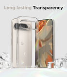 Google Pixel 9 Pro XL Case | Fusion - Clear protective case standing in front of a smartphone surrounded by ice cubes.