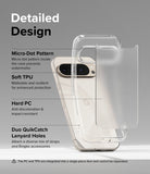 Google Pixel 9 Pro XL Case | Fusion Matte - Exploded view of a phone case highlighting micro-dot, TPU, PC, and lanyard features.