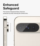 Google Pixel 9 Pro XL | Camera Glass - Google Pixel 9 Pro XL - Tempered glass protector aligning with the camera bar of a gold smartphone.