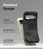Google Pixel 9 Pro XL Case | Onyx - Black camo phone case highlighting TPU material, non-slip texture, and lanyard holes.