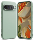 Google Pixel 9 Pro XL Case | Onyx - Sage green textured phone case shown from back and front with abstract screen art.