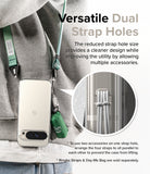 Google Pixel 9 Pro / 9 Case | Fusion - Clear phone case with dual strap holes holding a green bag and lanyard.