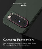 Google Pixel 9 Pro Case | Onyx - Dark green phone case highlighting 1.5mm raised edges around the rear camera lenses.