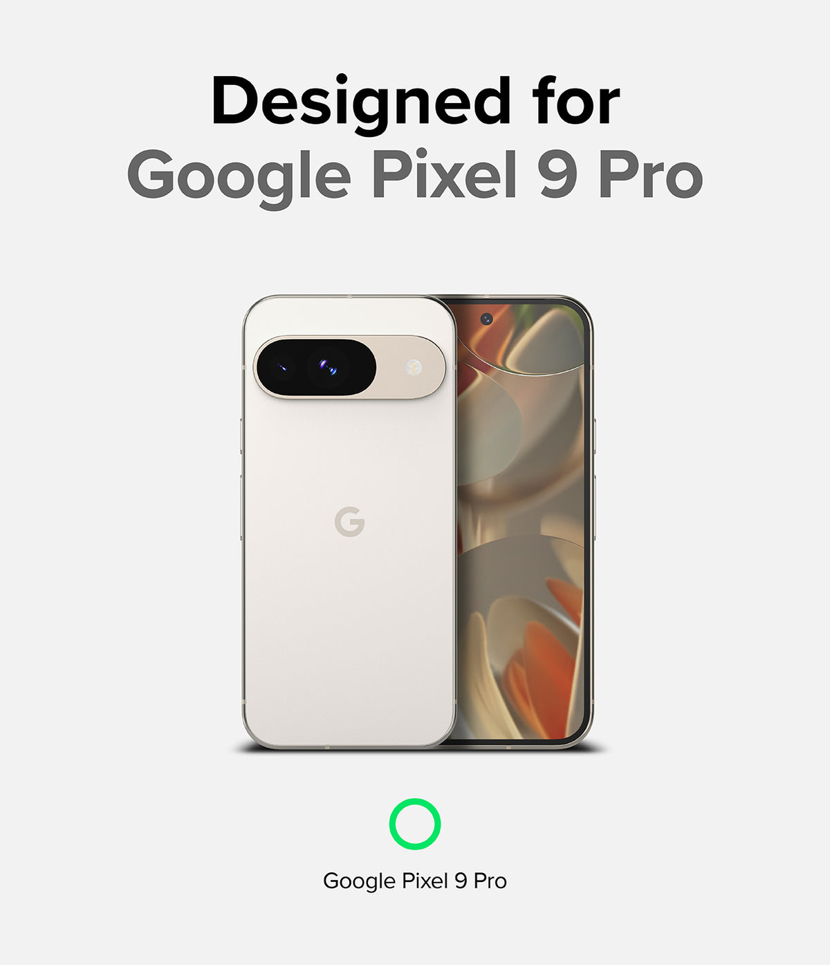 Google Pixel 9 Pro Case | Onyx - A light-colored Google Pixel 9 Pro phone shown from the back and front against a white background.