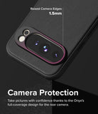 Google Pixel 9 Pro Case | Onyx Magnetic - Close-up of black phone case highlighting 1.5mm raised camera protection edges.
