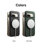 Google Pixel 9 Pro Case | Onyx Magnetic - Black and dark green magnetic phone cases shown with charging pucks.