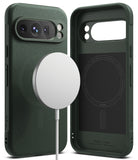 Google Pixel 9 Pro Case | Onyx Magnetic - Dark green phone case with magnetic charging ring and interior branding.
