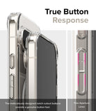 Google Pixel 9 Pro XL Case | Fusion Magnetic - Close-up of clear phone case buttons with notch-cutouts for tactile response.