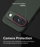 Google Pixel 9 Case | Onyx - Close-up of phone case highlighting 1.2mm raised camera edges for lens protection.