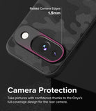 Google Pixel 9 Case | Onyx - Close-up of a black camo phone case highlighting 1.5mm raised edges around the camera lens.