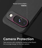 Google Pixel 9 Case | Onyx Magnetic - Close-up of black phone case showing 1.5mm raised camera edges for lens protection.
