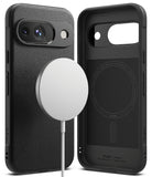 Google Pixel 9 Case | Onyx Magnetic - Black textured phone case with magnetic charger and interior branding.
