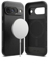 Google Pixel 9 Case | Onyx Magnetic - Black textured phone case with magnetic charger and interior branding.