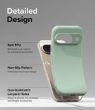 Google Pixel 9 Case | Onyx - A sage green phone case highlighting TPU material, non-slip texture, and lanyard holes.