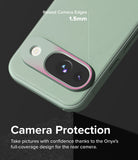 Google Pixel 9 Case | Onyx - Sage green phone case highlighting 1.5mm raised camera edges for lens protection.