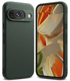 Google Pixel 9 Case | Onyx - Dark green textured phone case shown from the back and front with an abstract screen display.