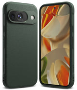 Google Pixel 9 Case | Onyx - Dark green textured phone case shown from the back and front with an abstract screen display.