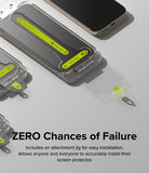 Google Pixel 9 Pro / 9 Screen Protector | Easy Slide Tempered Glass - Installation jig with guide stickers on a phone.