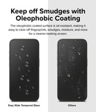 Google Pixel 9 Pro / 9 Screen Protector | Easy Slide Tempered Glass - Comparison of clean oleophobic glass vs smudged glass.