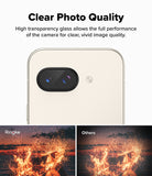 Google Pixel 9a | Camera Glass - Comparison showing clear Ringke lens protector vs. darker, lower-quality alternative.