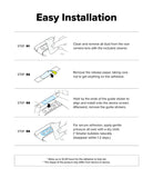 Google Pixel 9a | Camera Glass - Four-step illustrated guide showing how to clean, peel, align, and press the camera lens protector.