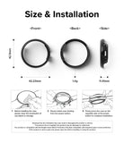 Google Pixel Watch 2 | Slim (2P) - Clear/Matte Black - Technical diagram showing dimensions, weight, and installation steps.
