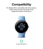 Google Pixel Watch 2 | Slim (2P) - Clear/Matte Black - A light blue Google Pixel Watch 2 with a black watch face.