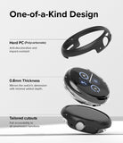 Google Pixel Watch 2 | Slim (2P) - Clear/Matte Black - Exploded view of a slim watch case highlighting PC material, 0.8mm thickness, and precise cutouts.