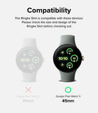 Google Pixel Watch 3 45mm | Slim - Compatibility chart showing 45mm watch is compatible, while 41mm is not.
