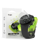 Pixel Watch 5 / 4 41mm Screen Protector | Dual Easy Film Pro (2P) - Ringke Dual Easy Pro Film 4mm screen protector shown on a black Google Pixel Watch 4, displayed next to its white retail packaging box.
