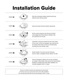 Pixel Watch 5 / 4 45mm Screen Protector | Dual Easy Film Pro (2P) - An installation guide sheet with six numbered steps showing how to place and install a smartwatch, including diagrams of the watch, screen protector, and tray, on a white background.
