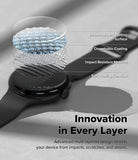 Pixel Watch 5 / 4 45mm Screen Protector | Dual Easy Film Pro (2P) - Black hairbrush with a transparent head showing multi-layered coating technology, labeled 'Compressed Multi-Layer' on a gray background.